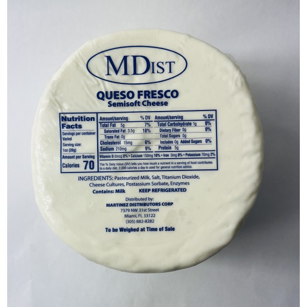 QUESO BLANCO FRESCO 5LB MDI. 3/5LB