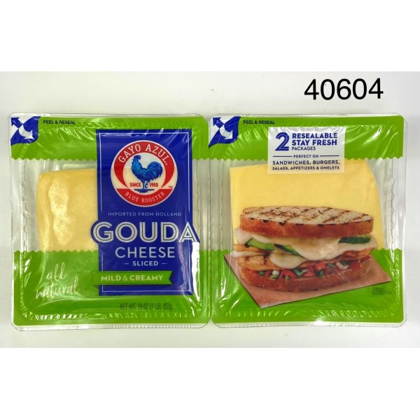 SLICED GOUDA CHEESE/QUESO REBANADO. 12/16OZ