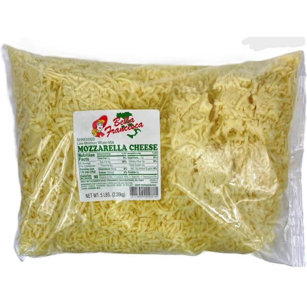 SHREDDED WHOLEMILK MOZZARELLA CHESSE. 4/5LB