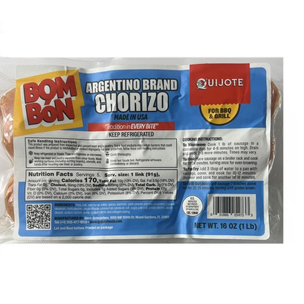 CHORIZO ARG BOMBOM QJT. 12/1LB