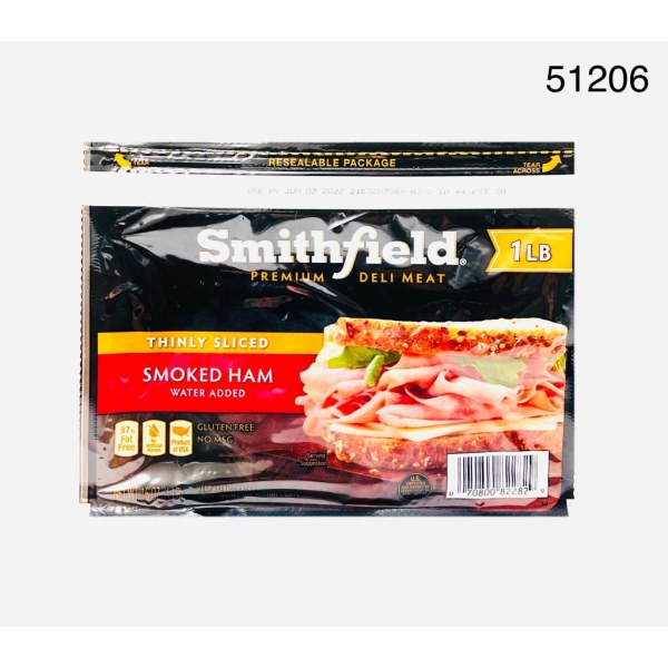 THINLY SLICED.SMOKED HAM/JAMON. 12/12OZ