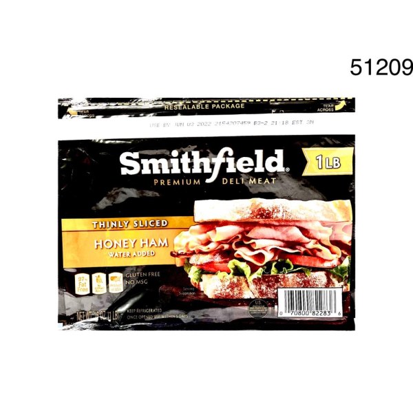 THINLY SLICED HONEY HAM/JAMON. 12/12OZ