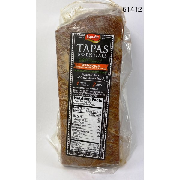 BONELESS SPANISH SERRANO HAM/JAMON. 5/2LB