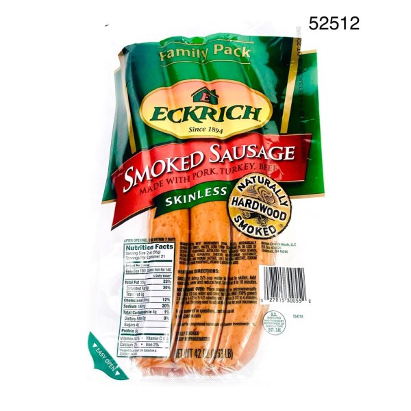 ECKRICH SMOKED SAUSAGE/SALCHICHA. 6/2.625LB