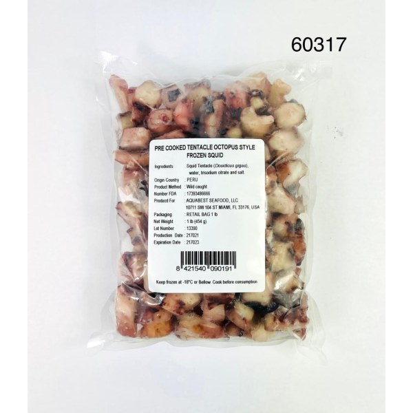 SQUID TENTACLES COOKED/CALAMAR TENTACULO. 20/1LB