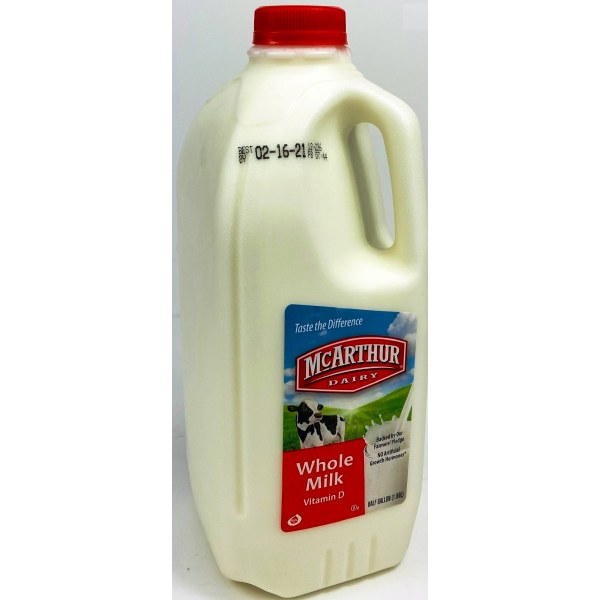 MCARTHUR WHOLE MILK/LECHE. 9/1/2 GAL