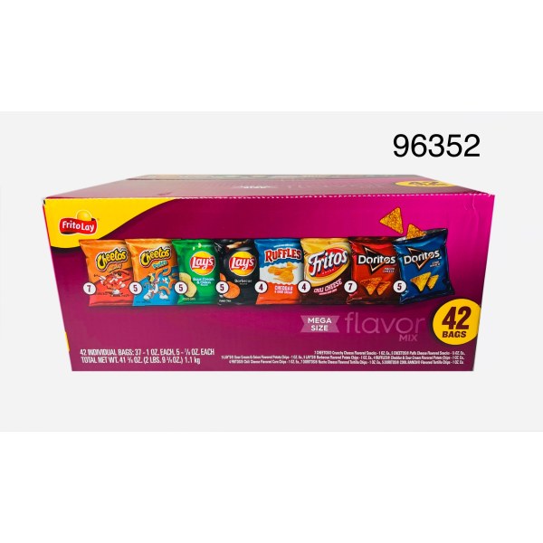 FRITO-LAY FLAVOR MIX MEGA SIZE. 3/42CT